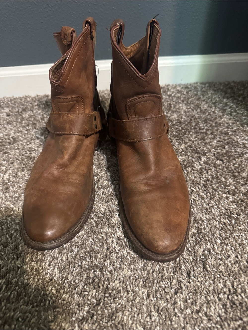 Frye Women's Brown Leather Ankle Harness Booties